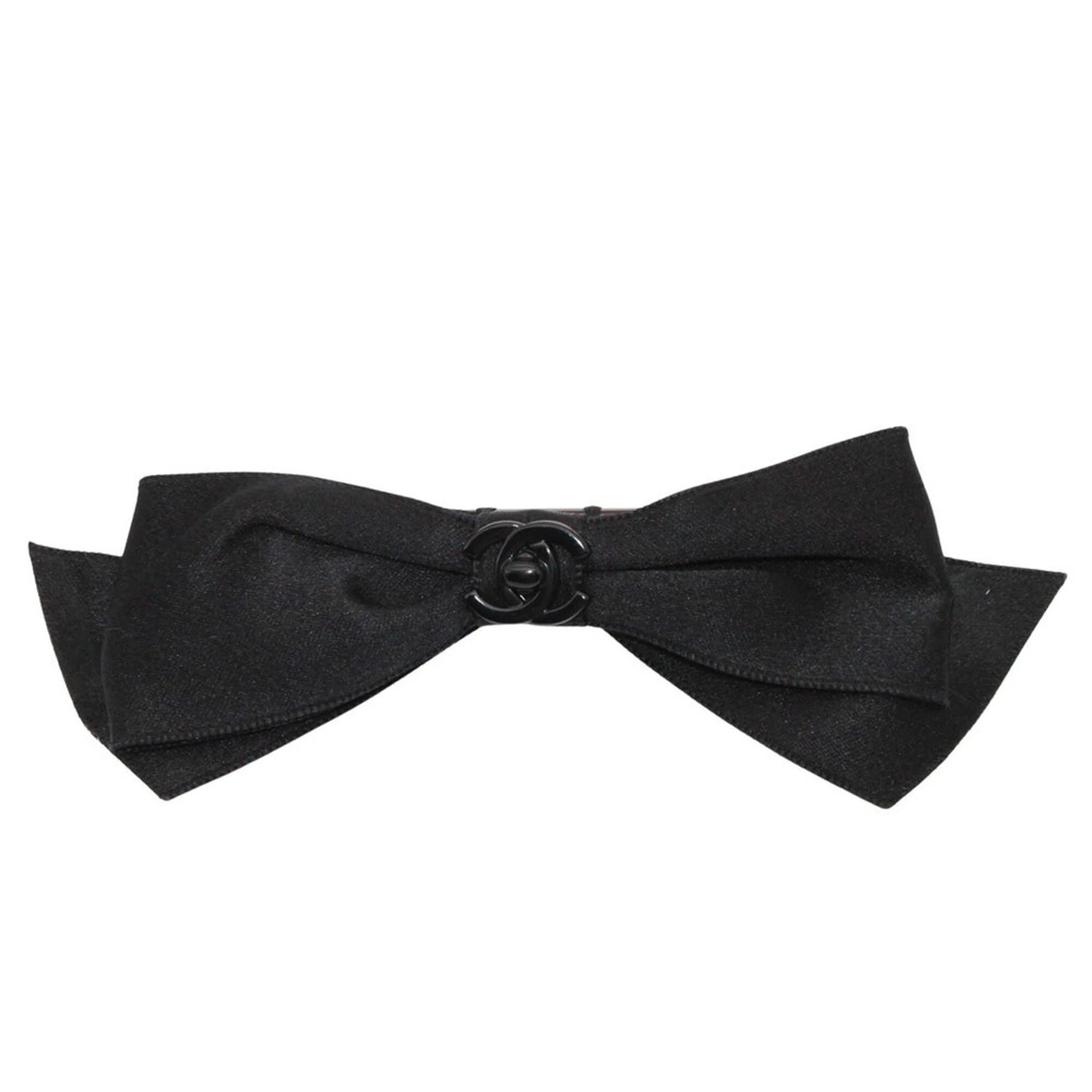 Chanel CHANEL Barrette for Women, Brand Name, Satin, Coco Mark, Black, Hair C...